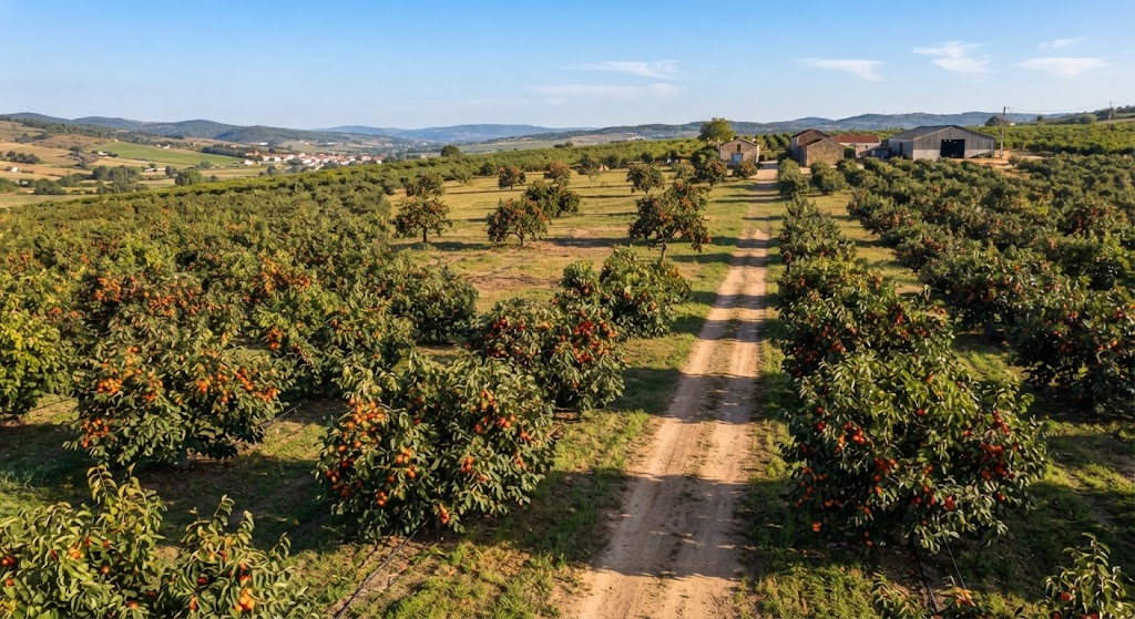 Plantação de Diospiros ou Kaqui